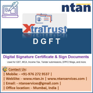 xtratrust Digital Signature Certificate DGFT (Organization) With Token